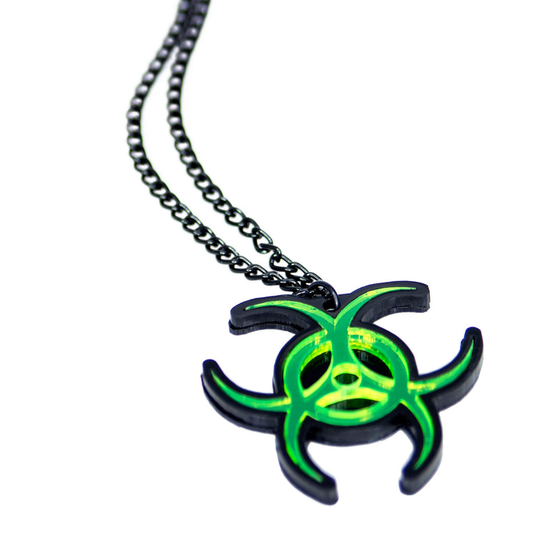 Biohazard Necklace - DarkStar Fusion  Jewelry biohazard-acrylic-charm-necklace cyber DarkStar Fusion goth gothic cybergoth cyberpunk rave raver
