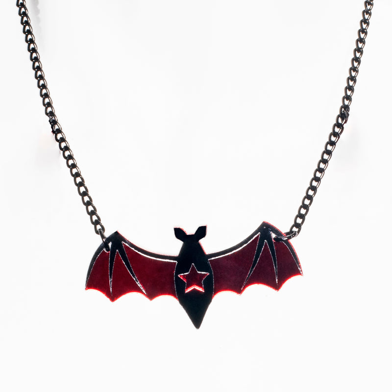 Bat Star Necklace - DarkStar Fusion  Jewelry bat-star-necklace goth DarkStar Fusion goth gothic cybergoth cyberpunk rave raver